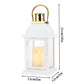 10"H White Candle Lantern Golden Top Design