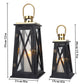 Bougeoirs décoratifs en métal de 12 po et 18 po de hauteur, lanterne suspendue rustique (Ensemble de 2) 