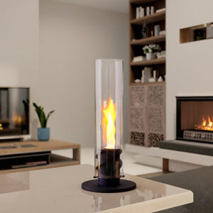 Spiral Flame Ambient Bio-Ethanol Fireplace, Tempered Glass Fire Shield, Safe and Worry-Free
