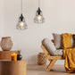 JHY DESIGN 2-Pack Hanging Lamps: Metal Cage, Battery-Powered, 6-Hr Timer (Geometry)