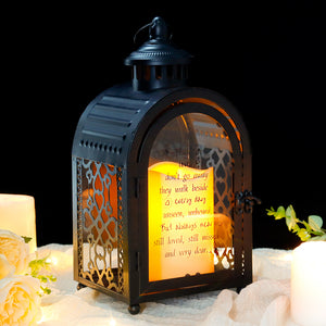 Lanterne commémorative de 11 pouces de hauteur, avec minuterie, bougie, cadeau de sympathie, lanterne commémorative (noire)
