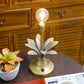 13.5"H Antique Gold Floral Battery Powered Lamp