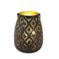 Lampe en métal de style marocain 8''H fonctionnant à piles (noir avec brosse dorée) 