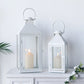 Set of 2-17.5"&13.5" Metal Candle Lanterns(White）