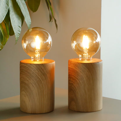 JHY DESIGN Lot de 2 lampes de table en bois de 8,5 po de hauteur, lampe sans fil en céramique 