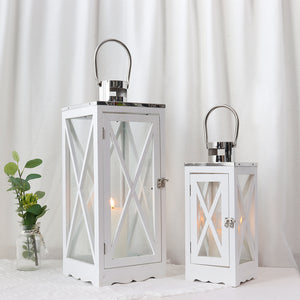 17.5''&24.5'' H Metal Decorative Candle Holders Rustic Hanging Lantern(Set of 2)