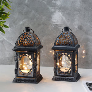 Set mit 2 batteriebetriebenen dekorativen Laternen im Vintage-Stil, 20,3 cm hoch (grau)