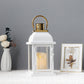10"H White Candle Lantern Golden Top Design