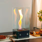 JHY DESIGN Rectangular Glass Tabletop Firepit 35cm H – Portable, Bio Ethanol, Ventless, Rotating Flame, Indoor/Outdoor
