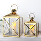 Set of 2 Gold Stainless Steel Candle Lanterns - 13/19'' High