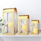 Set of 3 Gold Stainless Steel Candle Lantern 11/15/20.5'' High