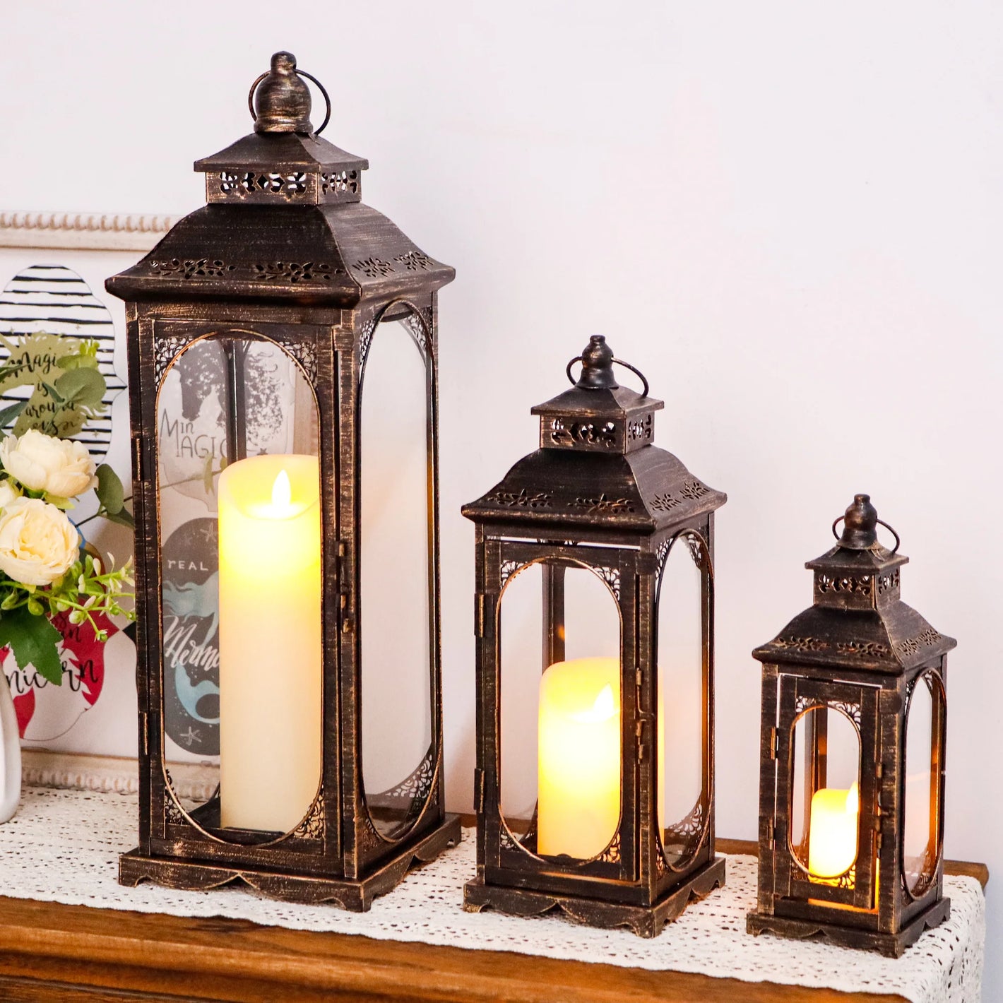 Black Metal Lantern Vintage Style