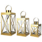 Gold Stainless Steel Lantern Set of 3-Square Elegance 8/12/16In