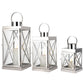 Silver Stainless Steel Lantern Set of 3-Square Elegance 8/12/16In