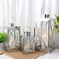 Silver Stainless Steel Lantern Set of 3-Square Elegance 8/12/16In