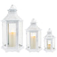 Set of 3 White Hexagonal Decorative Hanging Lantern 18'' High