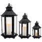 Set of 3 Black Hexagonal Decorative Hanging Lantern 18'' High