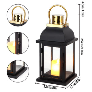 Set of 2 Decorative Candle Lantern 10'' High Black