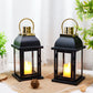Set of 2 Decorative Candle Lantern 10'' High Black