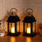 Set of 2 Decorative Candle Lantern 10'' High Black