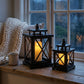 12.5" & 9" H Hanging Candle Lanterns with LED Pillar Candles