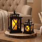 12.5" & 9" H Hanging Candle Lanterns with LED Pillar Candles