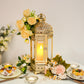 Moroccan Candle Lantern - 16'' Gold Hexagonal, Tempered Glass, Ramadan Decor for Indoor/Outdoor, Living Room, Parties & Events