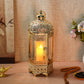 Moroccan Candle Lantern - 16'' Gold Hexagonal, Tempered Glass, Ramadan Decor for Indoor/Outdoor, Living Room, Parties & Events