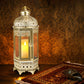 Moroccan Candle Lantern - 16'' Gold Hexagonal, Tempered Glass, Ramadan Decor for Indoor/Outdoor, Living Room, Parties & Events