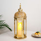 Moroccan Candle Lantern 37cm High Gold Candle Holder with Tempered Glass （40pcs）