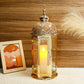 Moroccan Candle Lantern - 15'' Gold Hexagonal, Tempered Glass, Ramadan Decor for Indoor/Outdoor, Living Room, Parties & Events