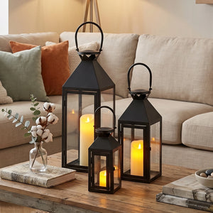 26"&19"& 13" High Elegant Candle Lantern Metal Lanterns for Versatile Indoor & Outdoor