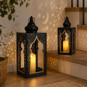 Set of 2 Vintage Decorative Candle Lantern 12''&16.5''