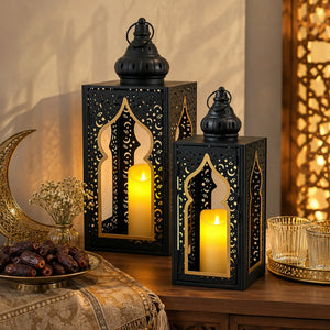 Set of 2 Vintage Decorative Candle Lantern 12''&16.5''