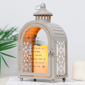 11''High Remembrance Lantern with Memorial Poem Bereavement Sympathy Gift Memorial Lantern (Grey)