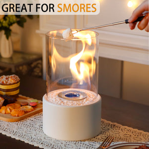 JHY DESIGN Round Tabletop Firepit – Portable, Bio Ethanol Ventless, Indoor/Outdoor