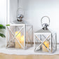 Set of 2 Silver Stainless Steel Candle Lanterns - 13/19'' High