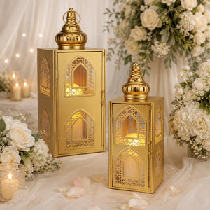 2 Pcs  21" & 15.5" Moroccan Lanterns Decorative Candle Lanterns