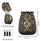 Moroccan Style Metal Lamp 8''H Battery Operated  (Black with Gold Brush)
