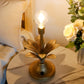 13.5"H Antique Gold Floral Battery Powered Lamp