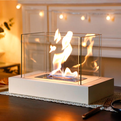 Pot à feu de table rectangulaire avec verre à quatre côtés