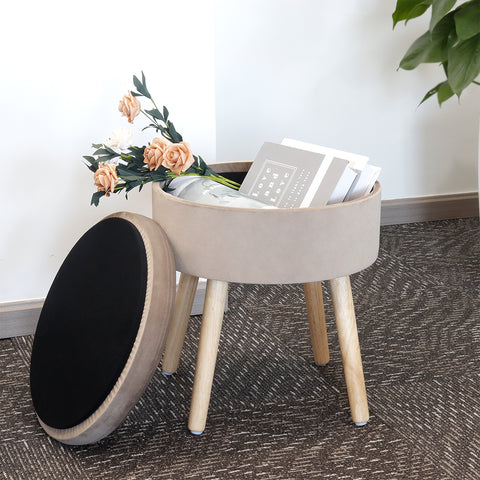 17.5" H Round Velvet Tufted Footrest Stool Ottoman
