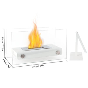 7.5" H Metal Bio Ethanol Fireplace Tabletop Ethanol Fireplace(White)