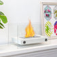 7.5" H Metal Bio Ethanol Fireplace Tabletop Ethanol Fireplace(White)