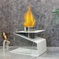 White Tabletop Fireplace 13.8" High Iron Folding Base Decorative Ethanol Fire Pit
