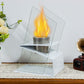 13,8" Hweißer Tischkamin mit zusammenklappbarem Eisensockel, dekorative Ethanol-Feuerstelle 