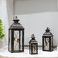Lanterne suspendue décorative en métal vintage avec bougeoir de 19 po, 13,5 po et 9,5 po de hauteur (Ensemble de 3)