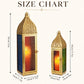 Moroccan Candle Lanterns with Embossed Colored Tempered Glass
