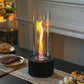 Cylindrical Bioethanol Vented-Free Fireplace – Tabletop Clean-Burning Design with Tempered Glass & Fire Snuffer