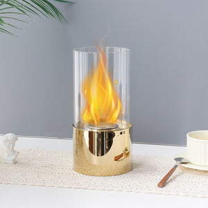 5”x9.5” Gold Stainless Steel Tabletop Fireplace: Elegance Meets Warmth